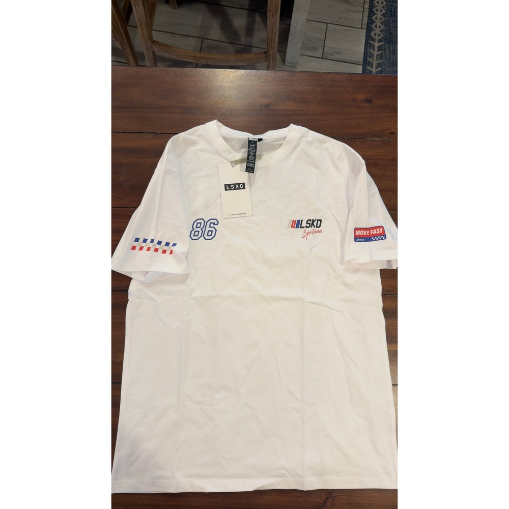 LSKD Redline FLXCotton‎ Tee Oversize White Unisex Sportswear S USST00835 NEW NWT